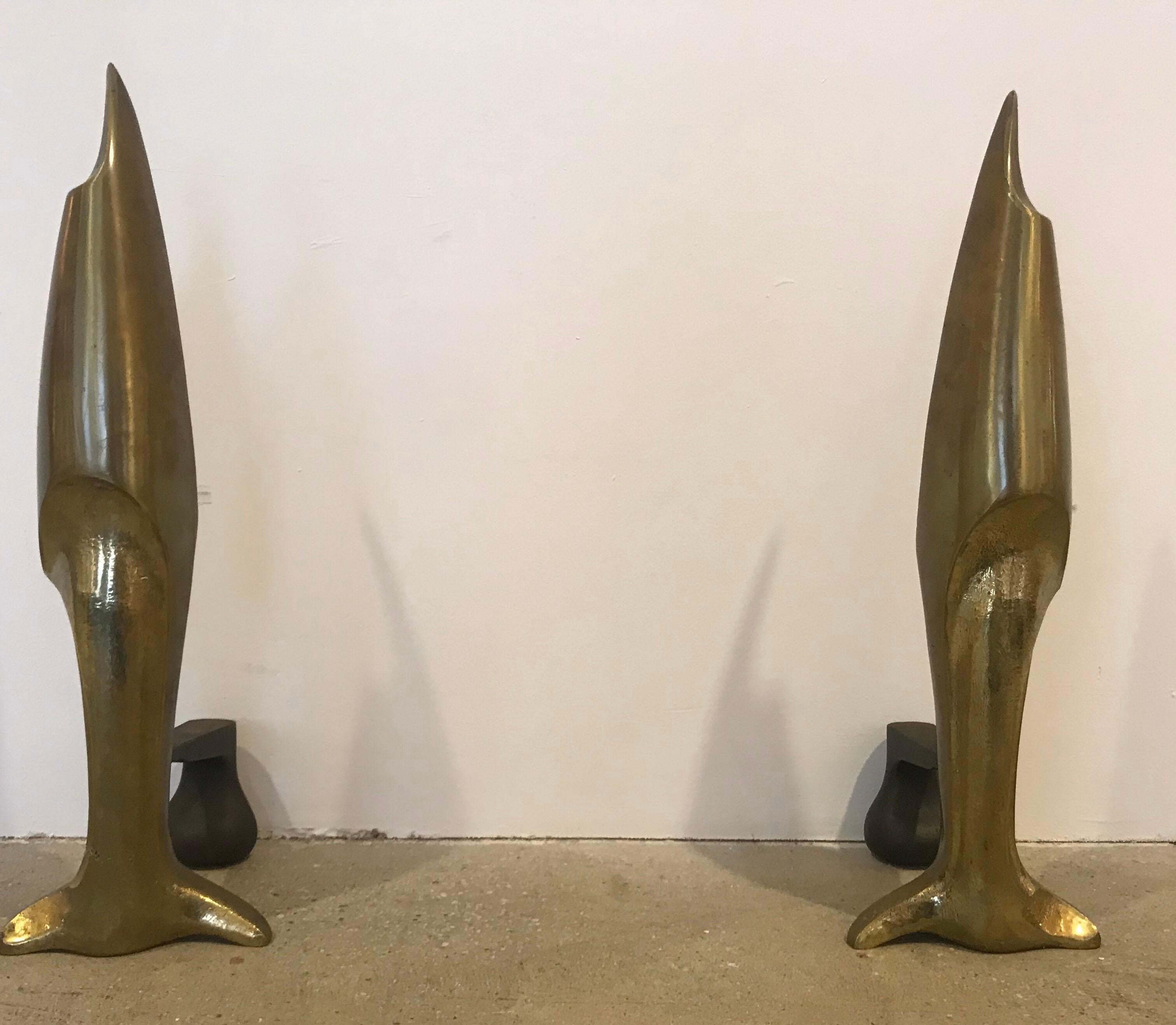 Chenets Art Déco français Attibué en bronze Pierre Legrain Bon état - En vente à New York, NY