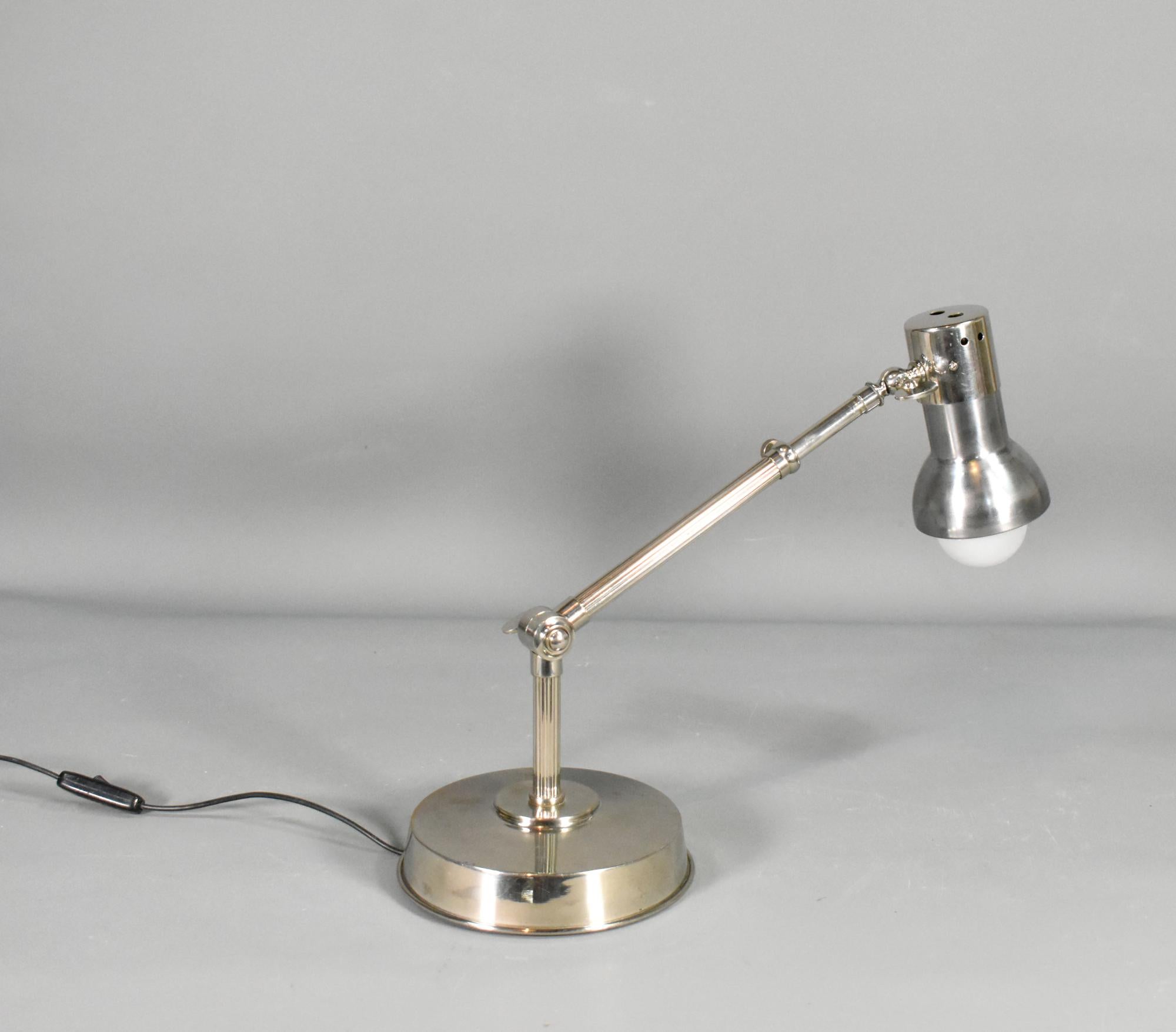 Aluminum French Art Deco Anglepoise Desk Lamp in Chrome For Sale