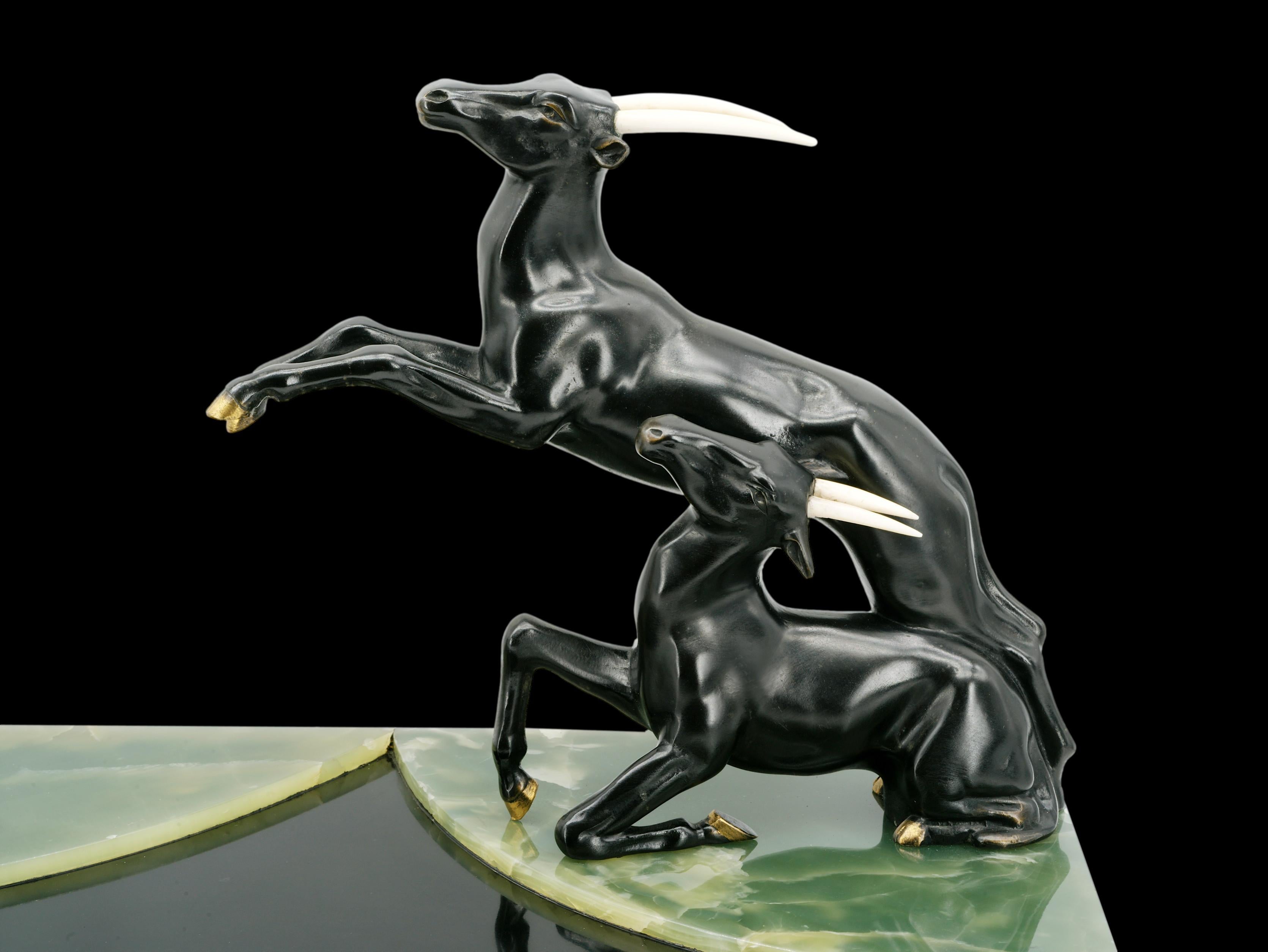 French Art Deco Antelope Huntress Sculpture, circa 1930 For Sale 5