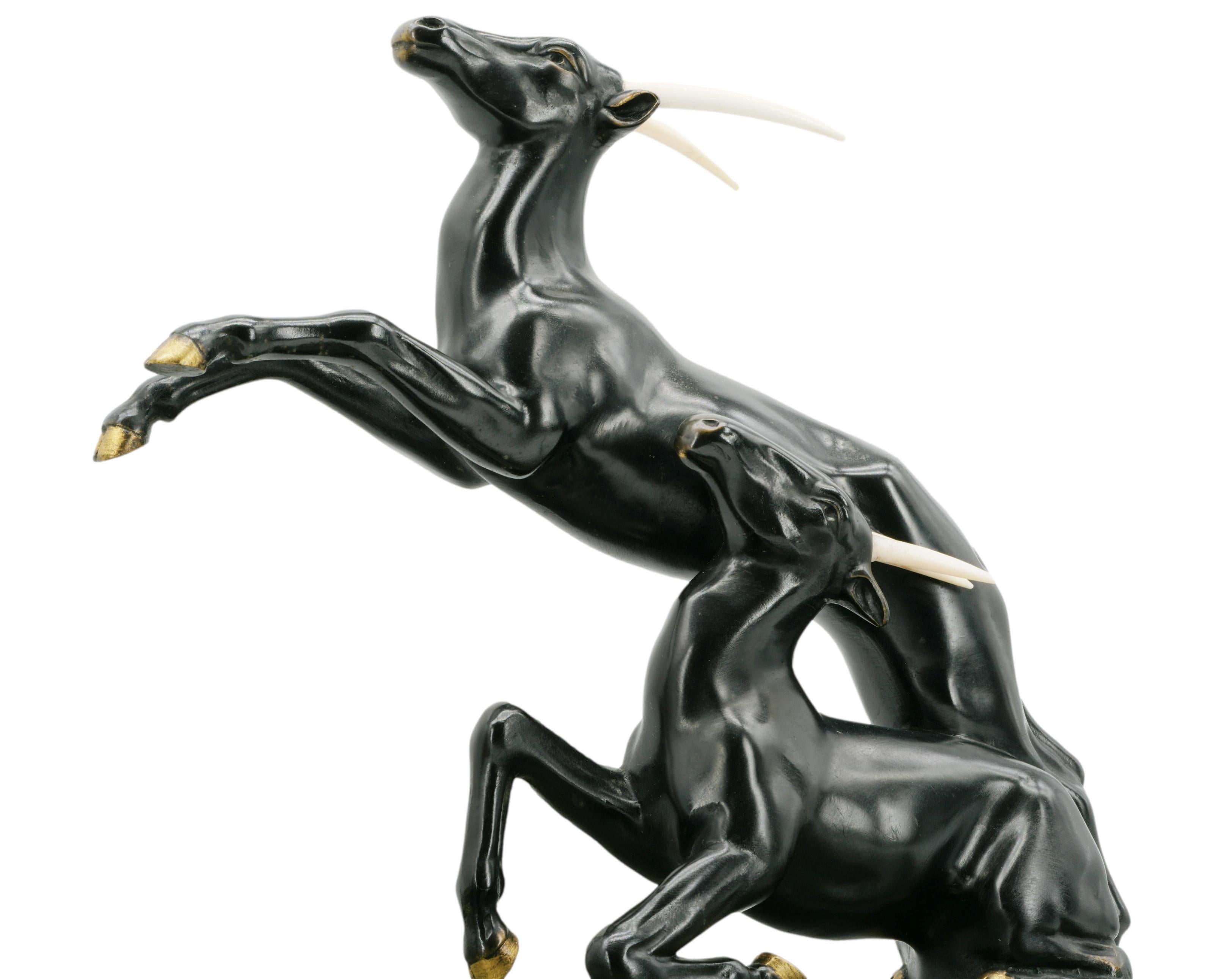 French Art Deco Antelope Huntress Sculpture, circa 1930 For Sale 10