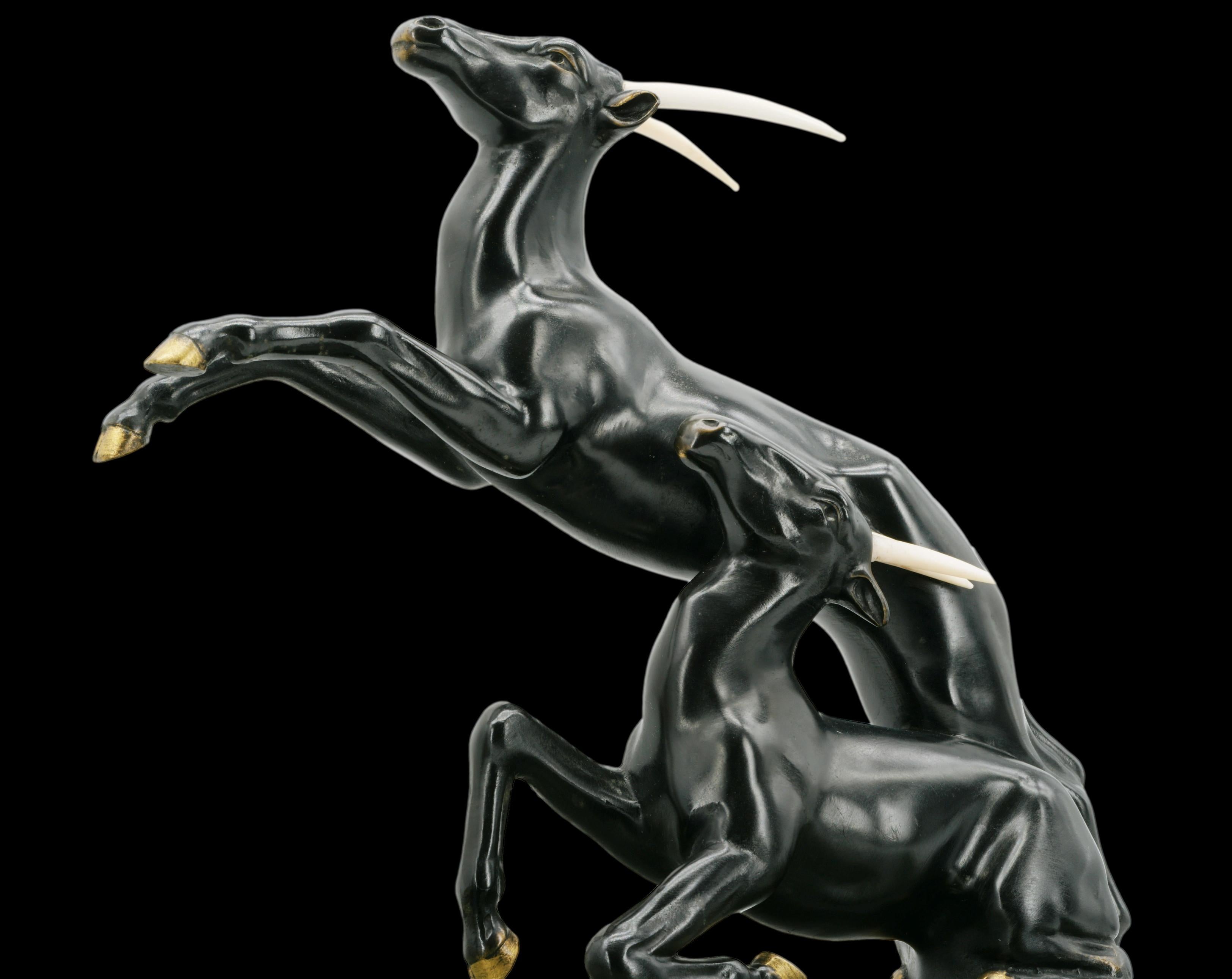 French Art Deco Antelope Huntress Sculpture, circa 1930 For Sale 11