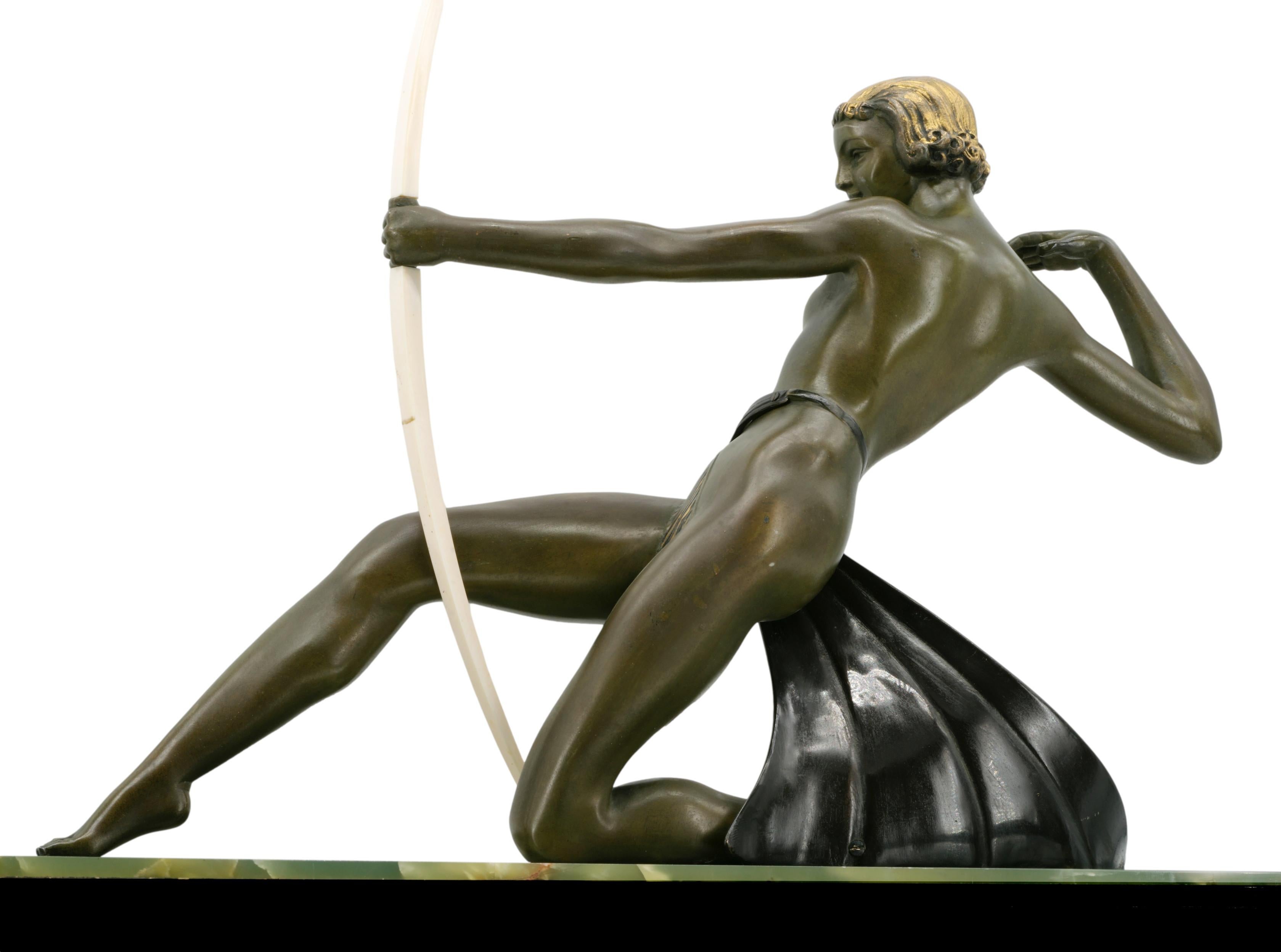 French Art Deco Antelope Huntress Sculpture, circa 1930 For Sale 14
