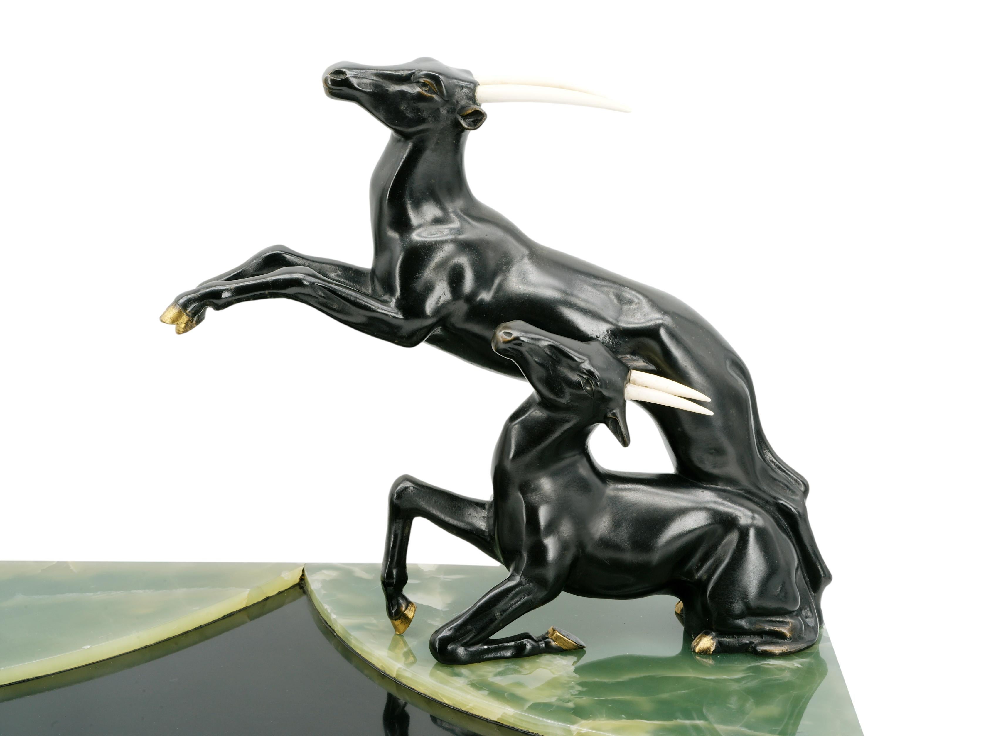 French Art Deco Antelope Huntress Sculpture, circa 1930 For Sale 4