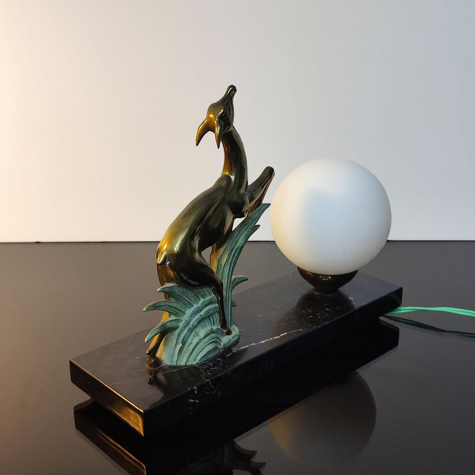 French Art Deco Antelope Table Lamp or Night-Light Sculpture, 1930s 5