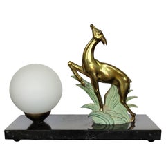Vintage French Art Deco Antelope Table Lamp or Night-Light Sculpture, 1930s