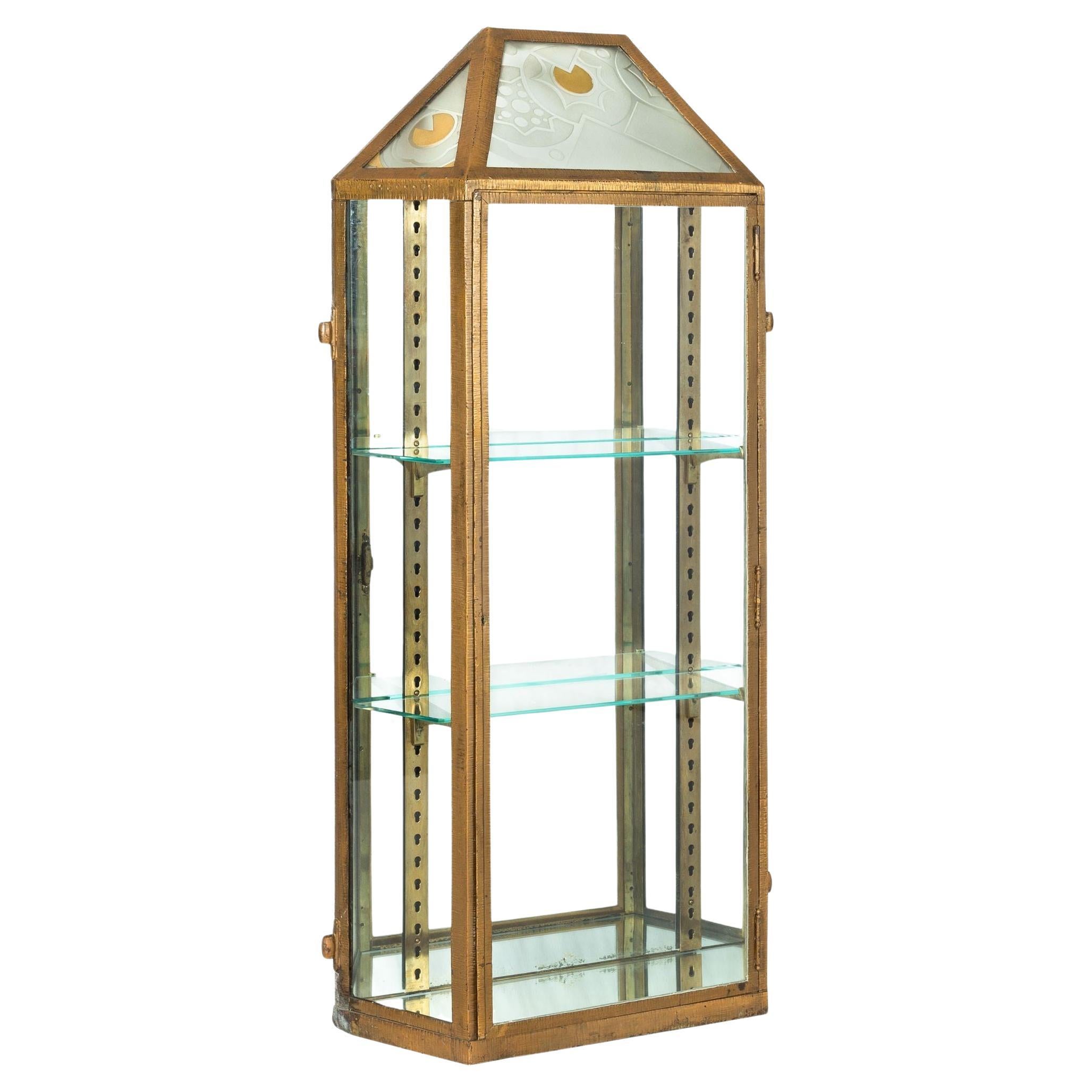 French Art Deco Antique Hanging Display Cabinet Vitrine, circa 1930s For Sale
