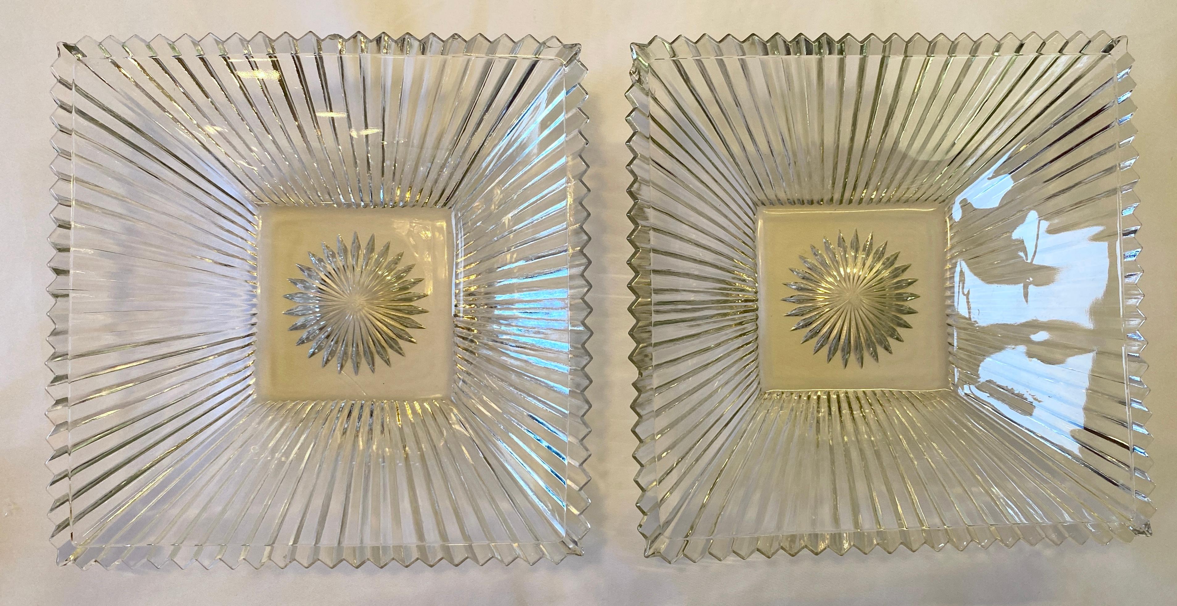 Glass French Art Deco Appetizer Server with Two Bowls  For Sale