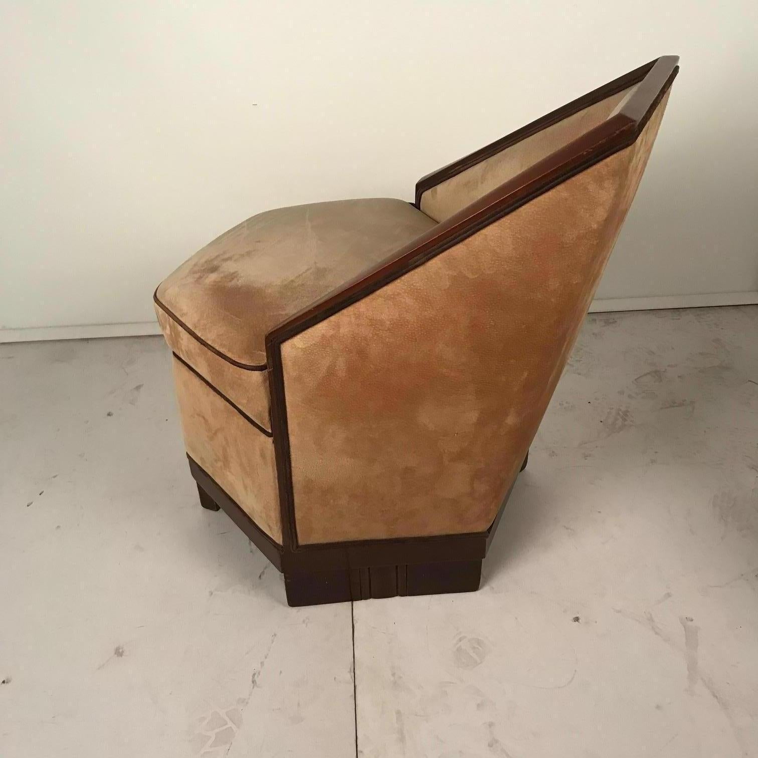 French Art Deco Armchair and Ottoman by Saddier 4