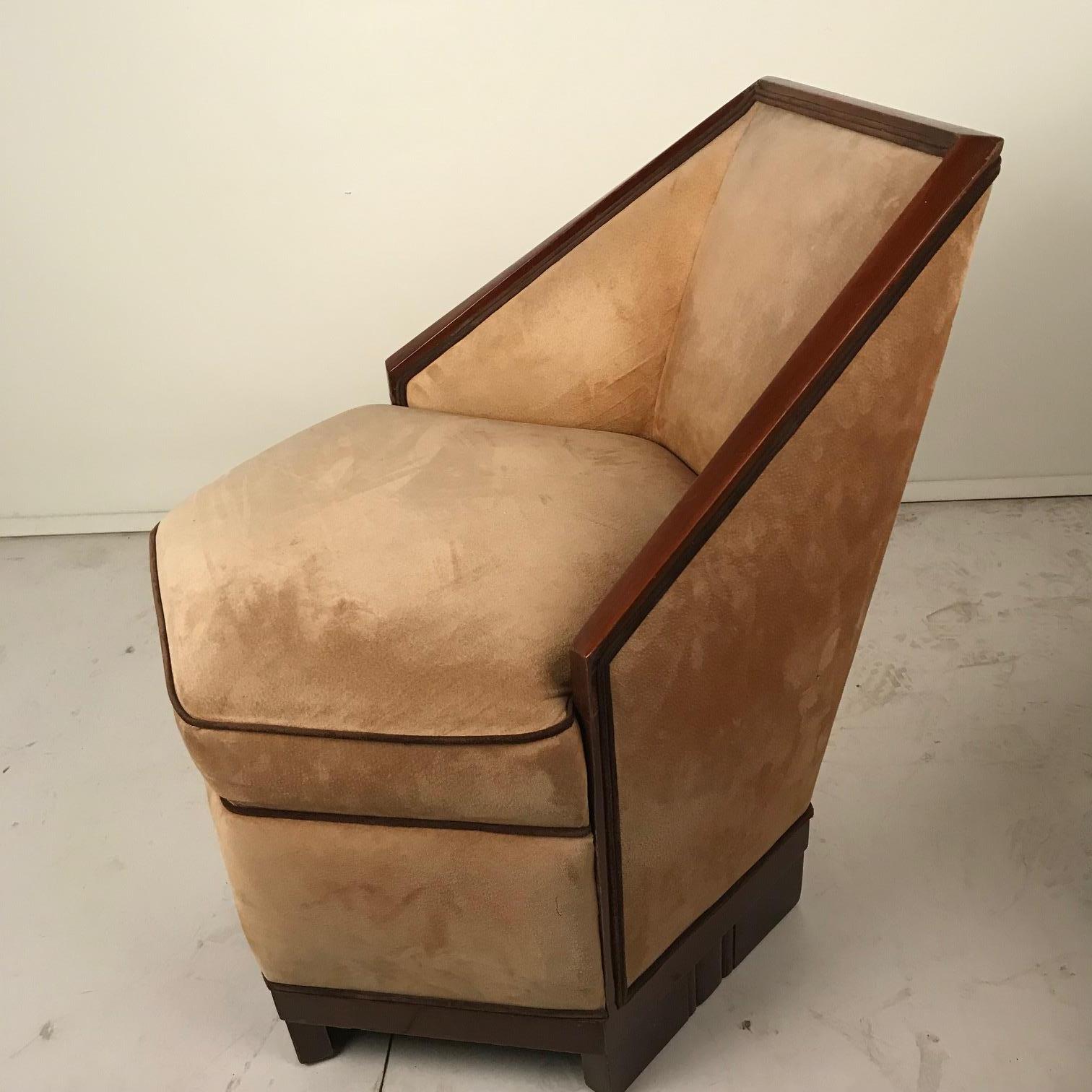 French Art Deco Armchair and Ottoman by Saddier 8