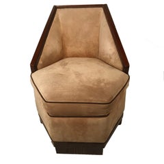 French Art Deco Armchair and Ottoman by Saddier