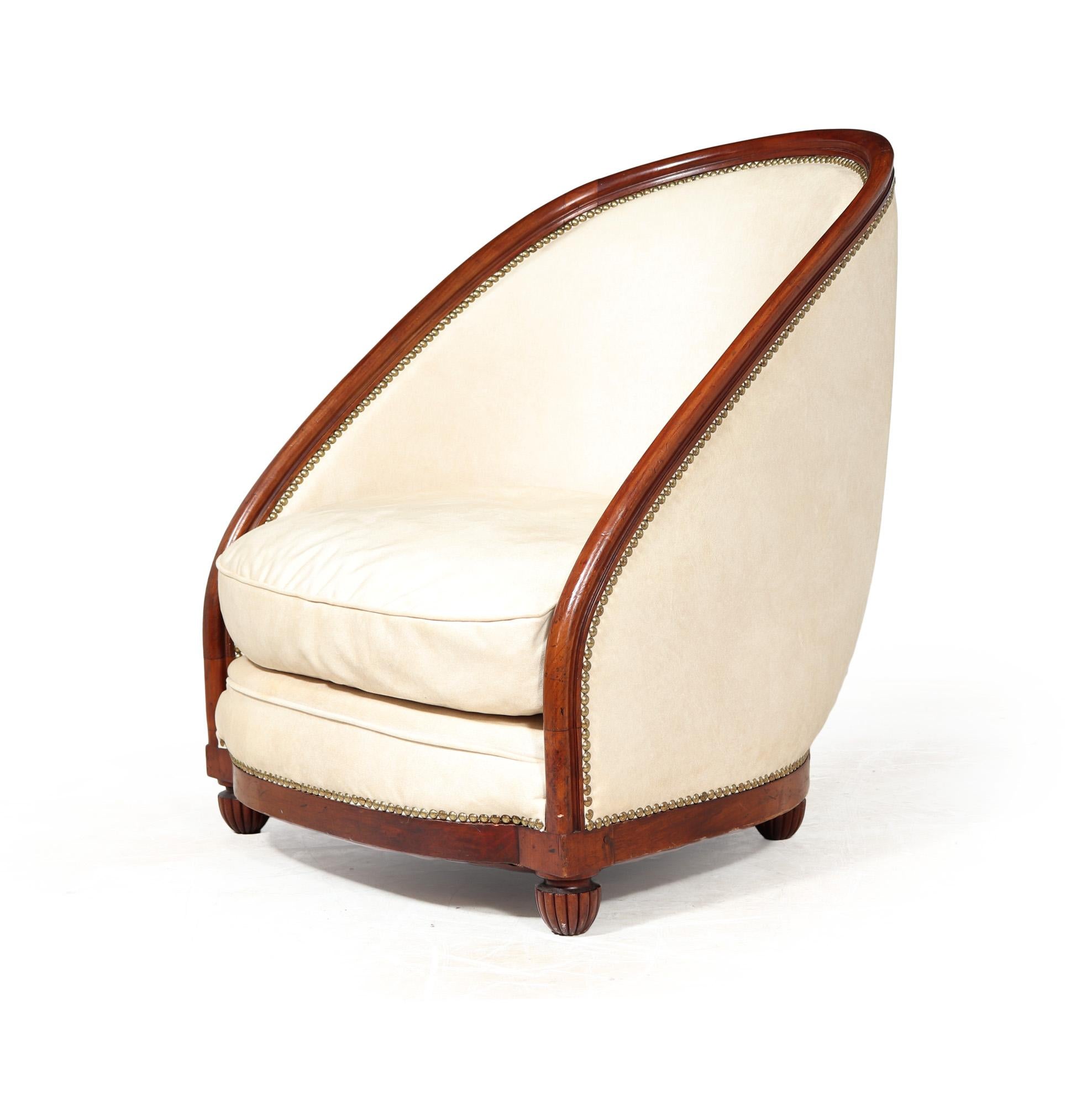FRENCH ART DECO SLIPPER ARMCHAIR 
Introducing an exquisite Art Deco style slipper chair that exudes elegance and sophistication! This stunning piece is a perfect addition to any modern living space, providing both comfort and style. Crafted with a