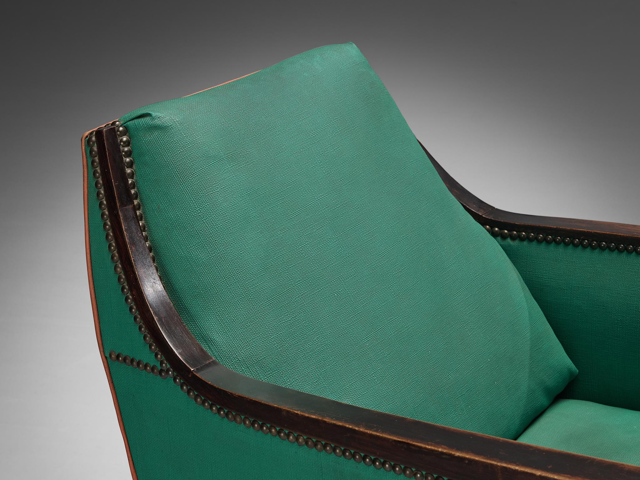 French Art Deco Armchair in Green Faux Leather For Sale 3