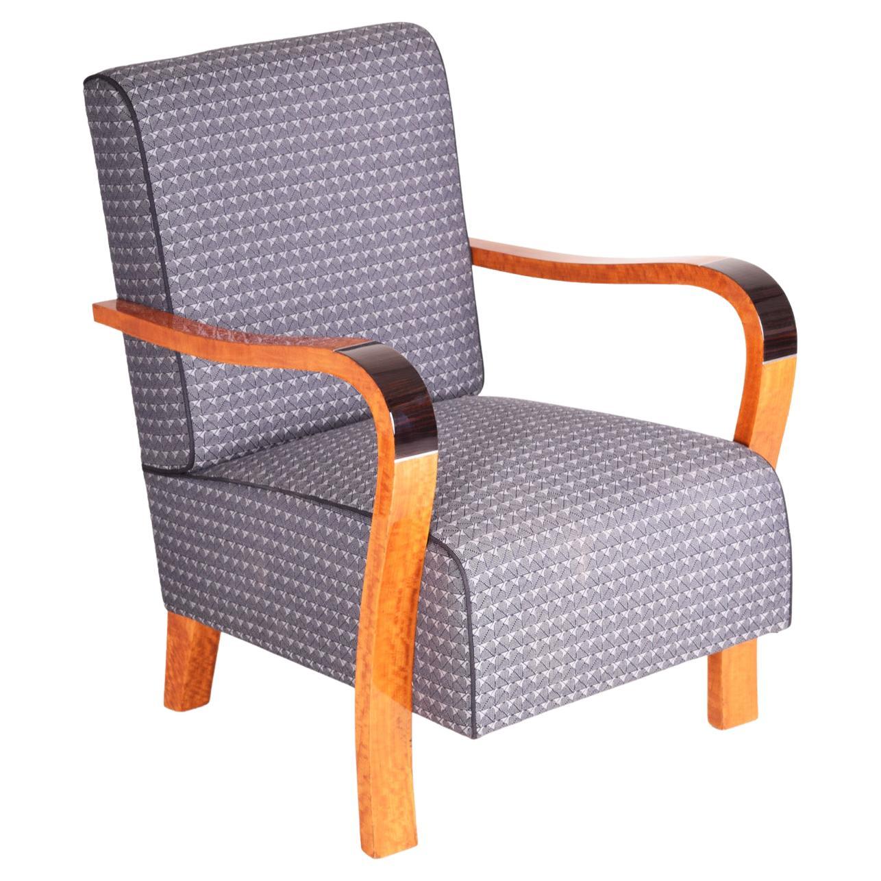 Französischer französischer Art-Déco-Sessel aus restauriertem Makasar-Ebenholz aus den 1920er Jahren 
