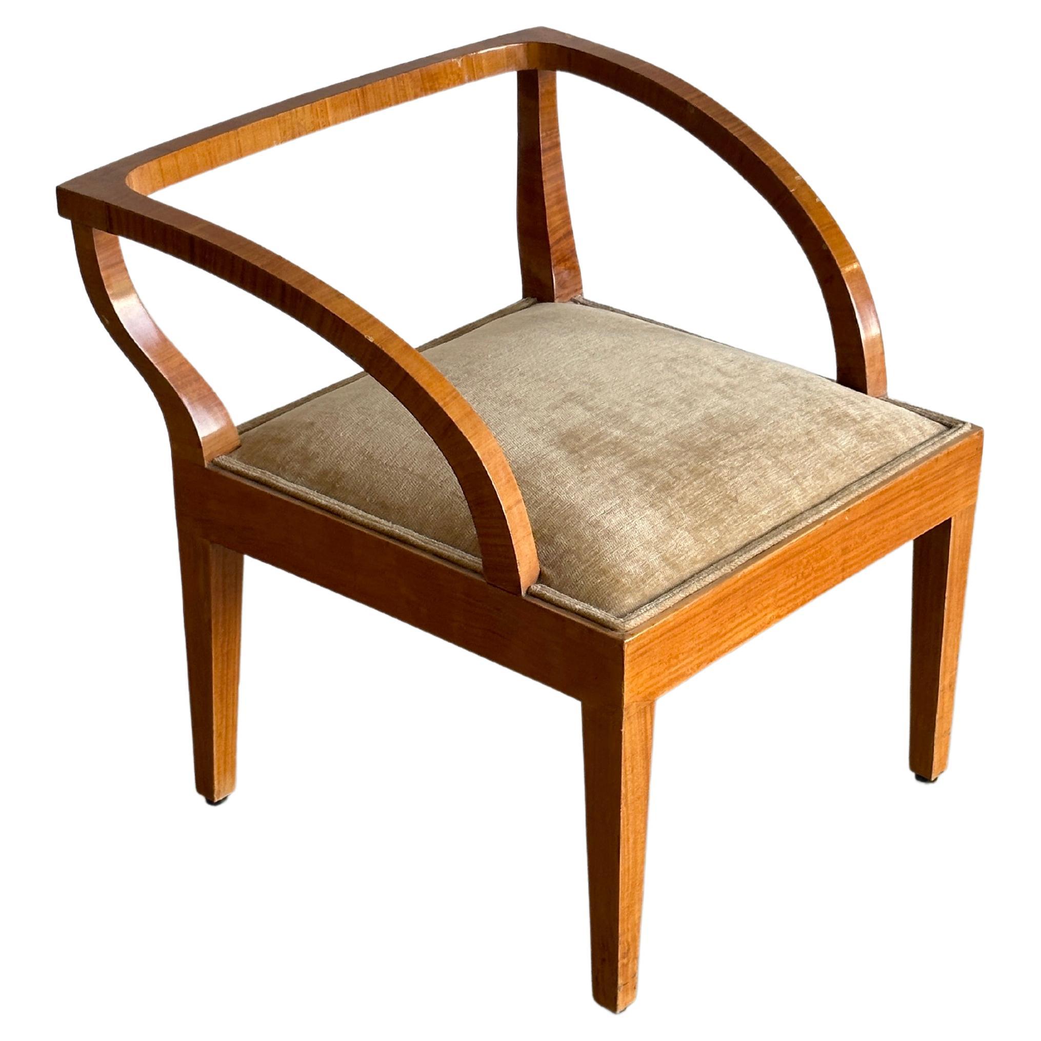 French Art Deco armchair with tan velvet seat For Sale