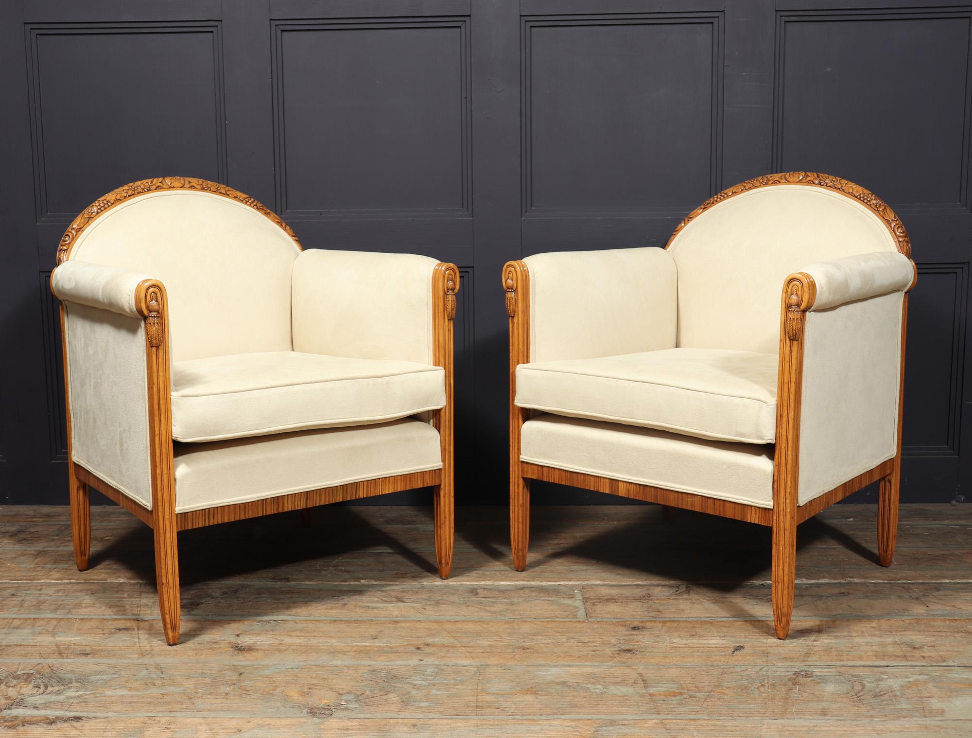 French Art Deco Armchairs by Paul Follot For Sale 1