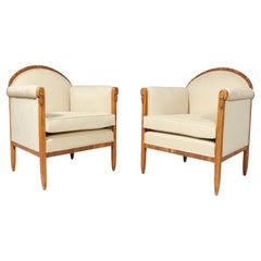 Antique French Art Deco Armchairs by Paul Follot