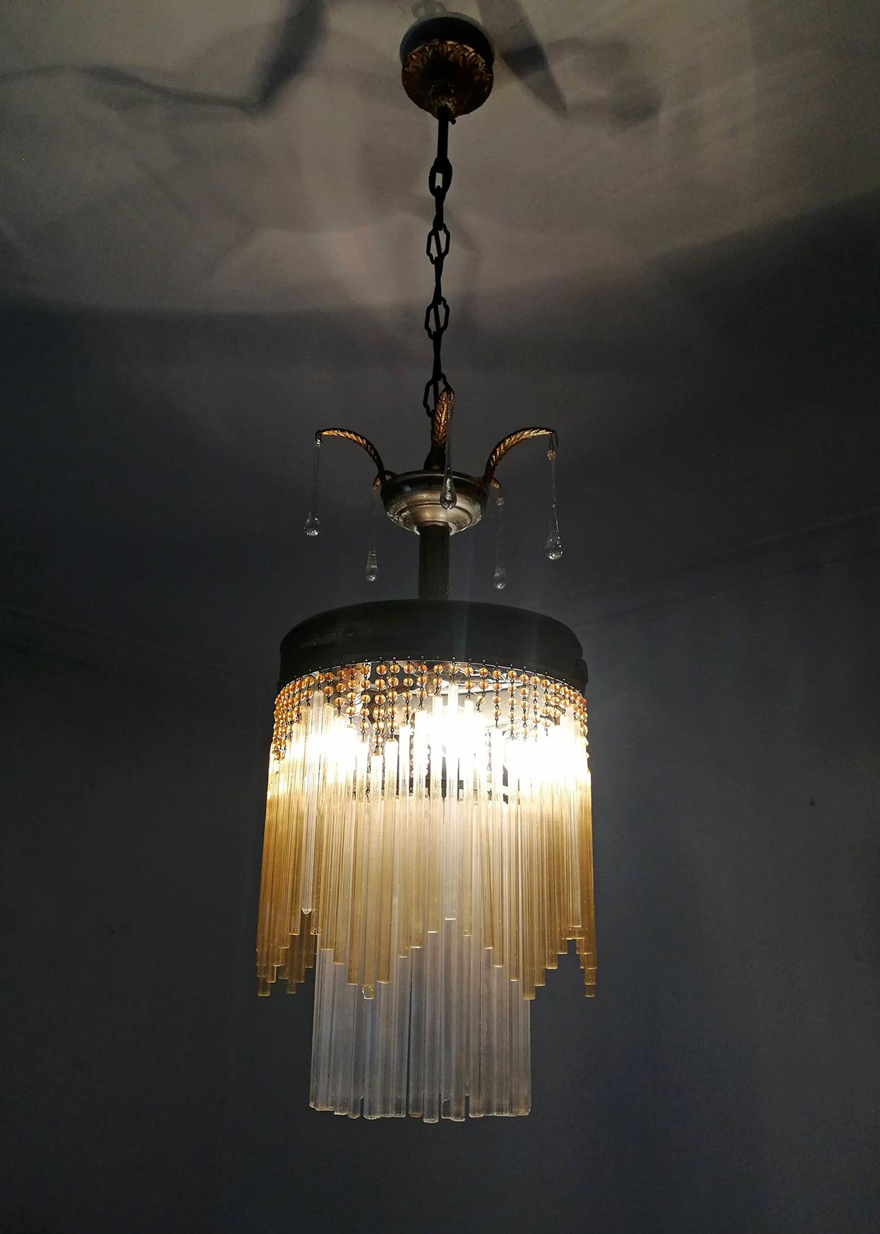 art deco glass chandelier