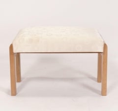 French Art Deco Ash Wood Stool or Ottoman