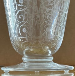 French Art Deco Baccarat "Michelangelo" Model Etched Crystal Glass Vase, Ca.1930