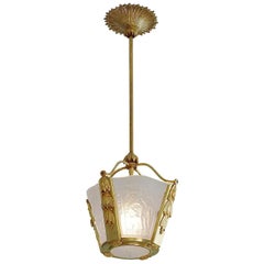 French Art Deco Bacchus Chandelier Ceiling-Light, 1920s