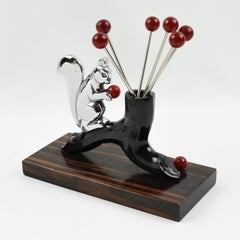 French Art Deco Bakelite Chrome Squirrel Cocktail Picks