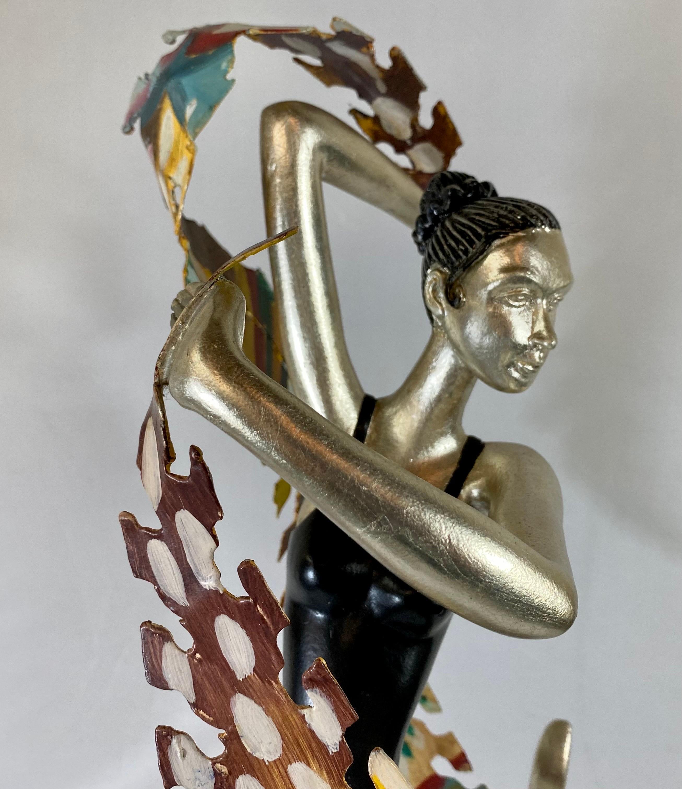 French Art Deco Ballerina Iron & Resin Sculpture   1