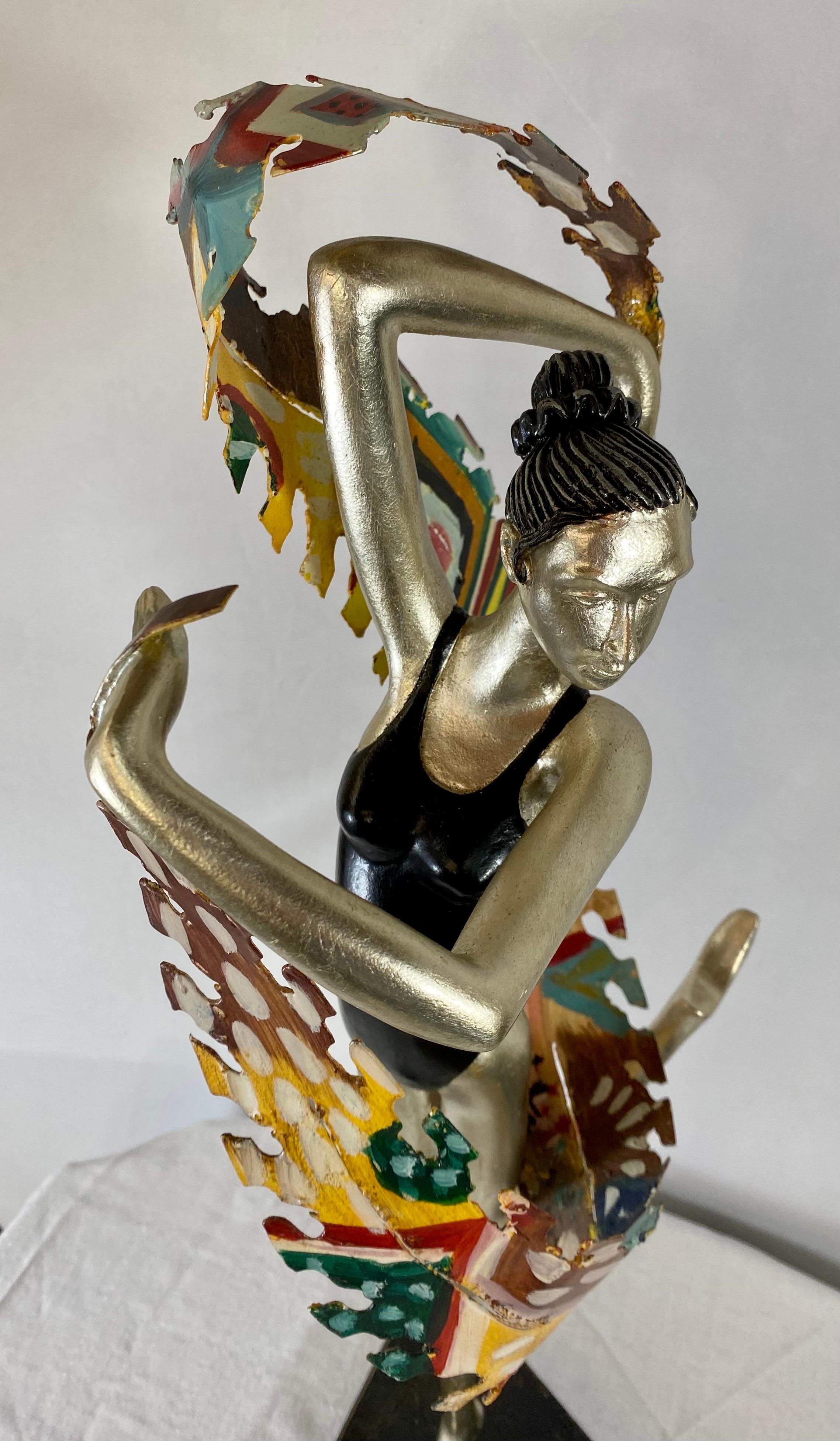 French Art Deco Ballerina Iron & Resin Sculpture   2