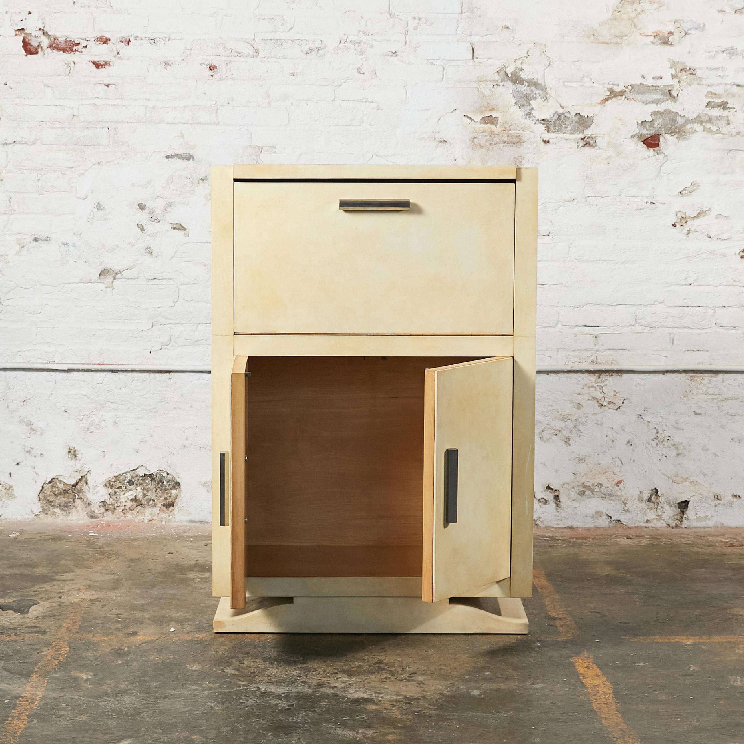 French Art Deco Bar Cabinet Covered in Goatskin 2