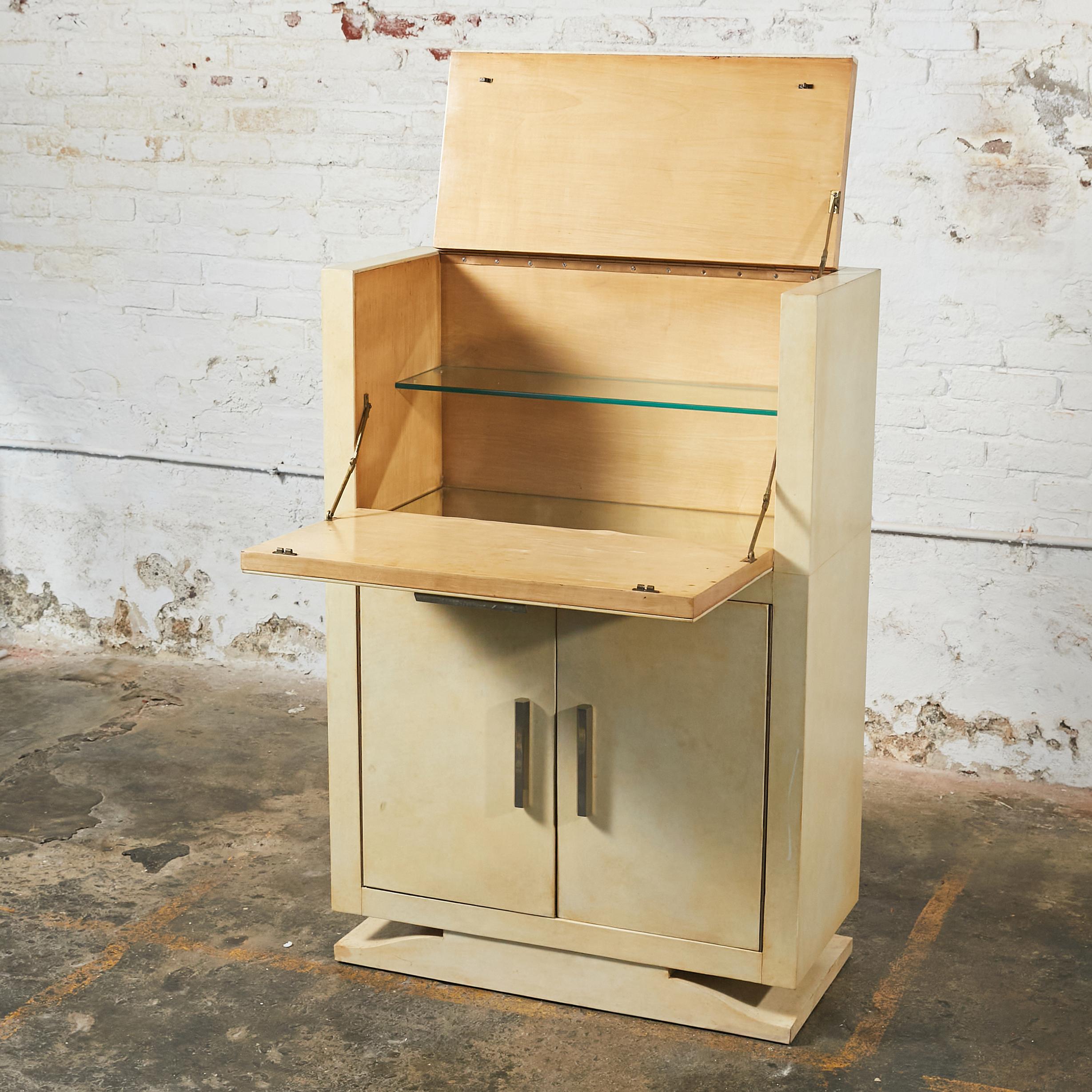 French Art Deco Bar Cabinet Covered in Goatskin 4