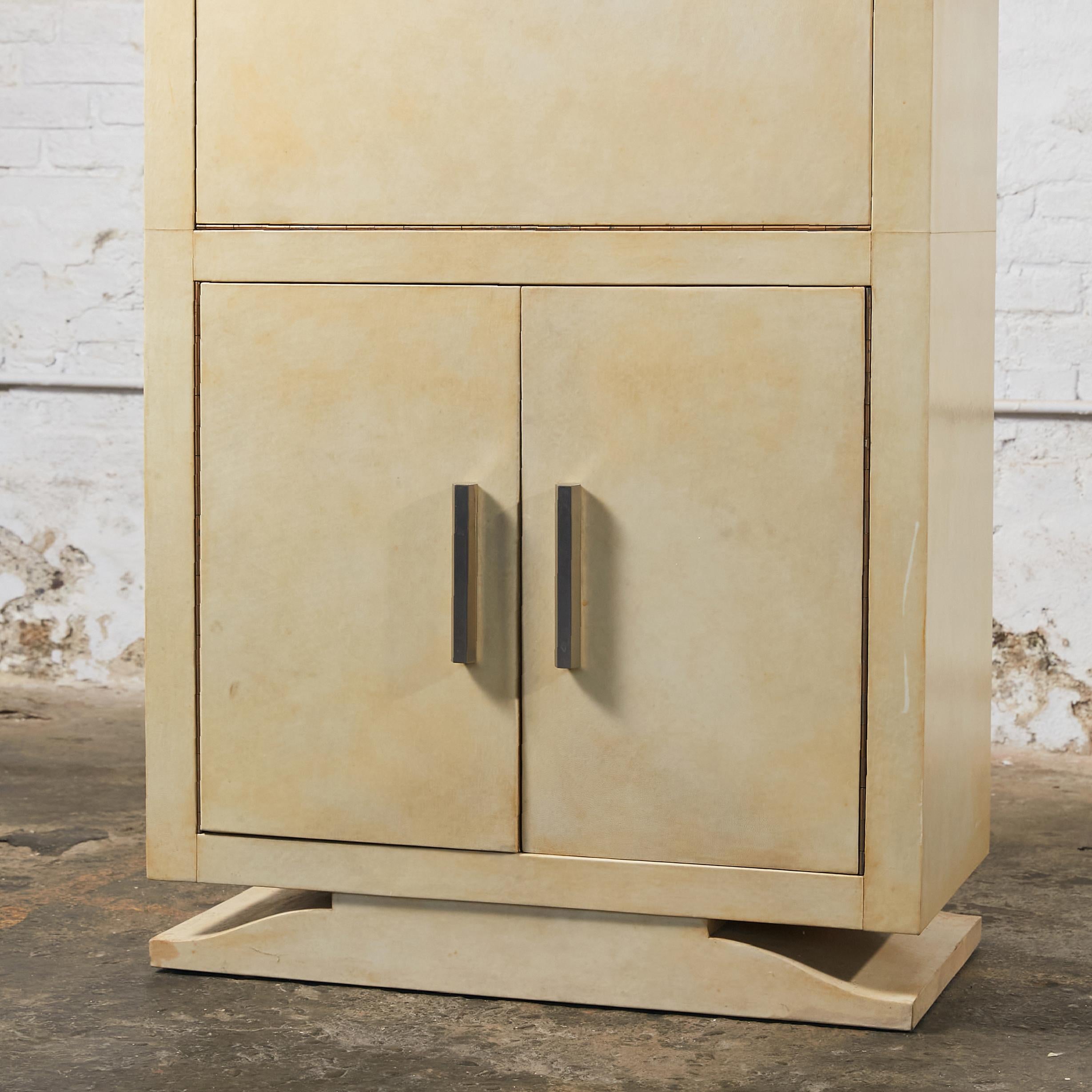 French Art Deco Bar Cabinet Covered in Goatskin 5