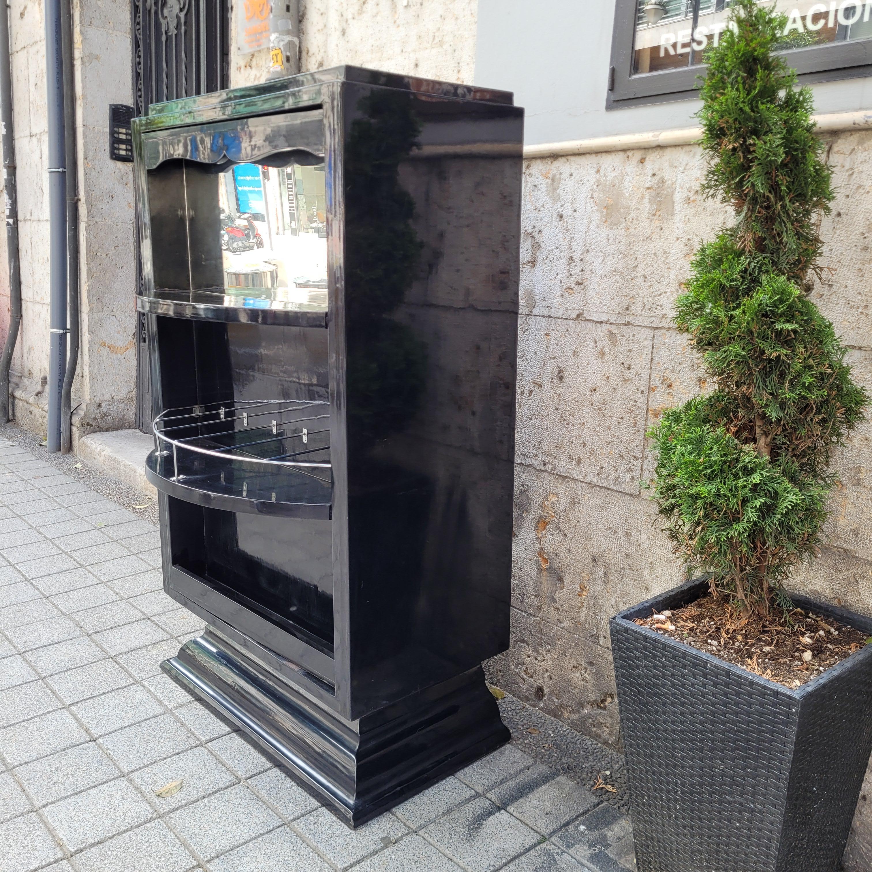 Mobile bar francese Art Déco, legno laccato e intarsi in legno esotico in vendita 9
