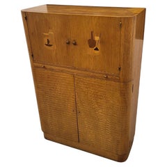 French Art Deco bar cabinet, maple wood, Dry Bar