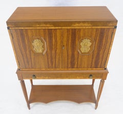 French Art Deco Bar Cabinet With Gilt Bronze Floral Plaques MINT!