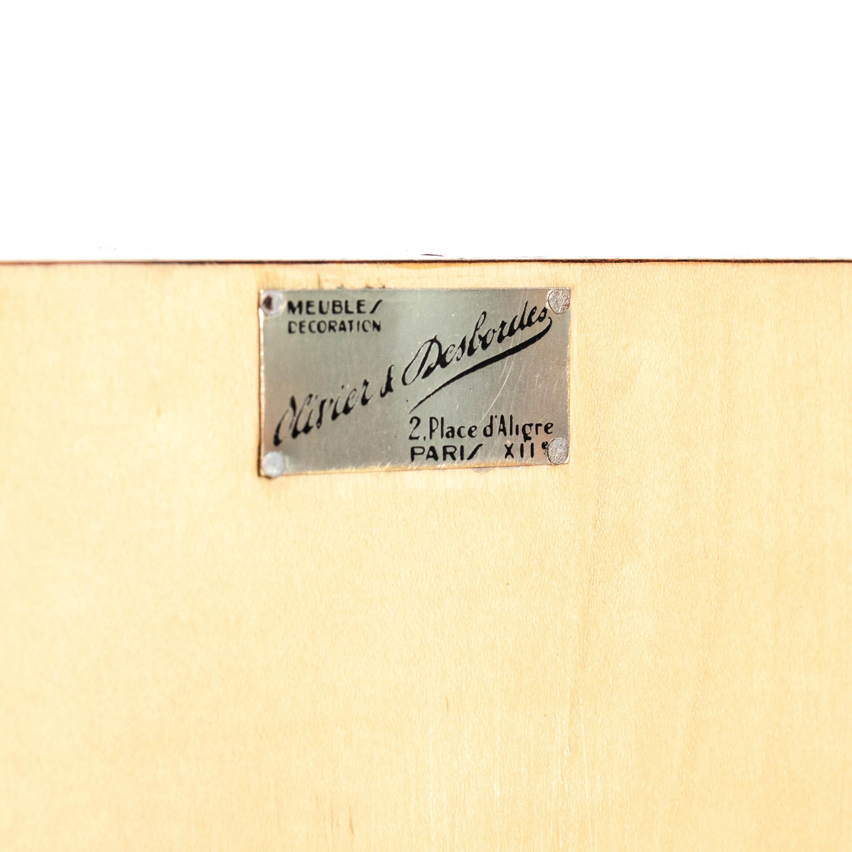 Französische Art Déco Bar aus Makassar, Pergament, Messingbeschläge, signiert Paris 1940er Jahre  im Angebot 11