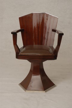 French Art Deco Barber Chair in Mahogany