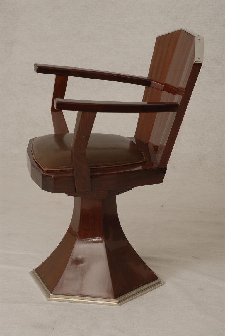 French Art Deco Barber Chair in Mahogany For Sale at 1stDibs