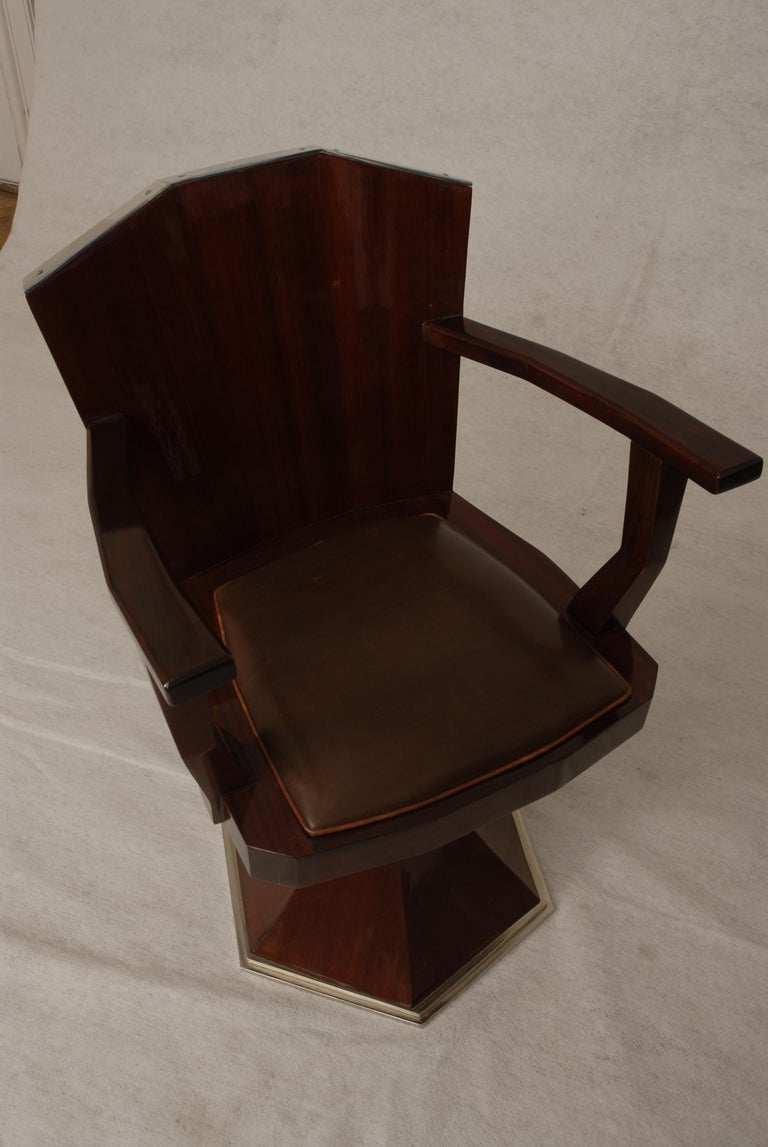 French Art Deco Barber Chair in Mahogany For Sale at 1stDibs