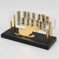 French Art Deco Barware Glass Markers with Gilded Carved Duck