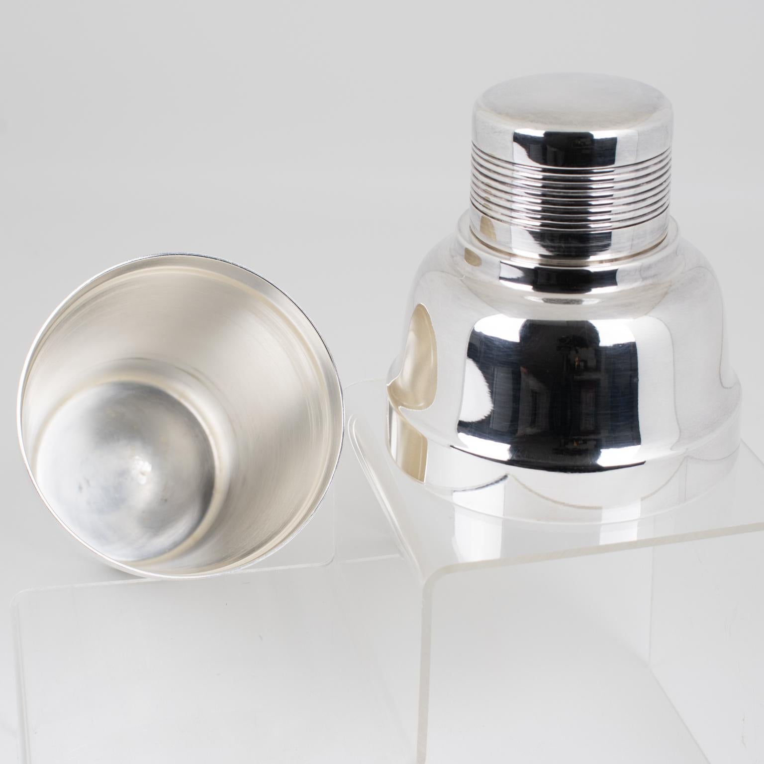 Französischer versilberter Cocktailshaker aus Bargeschirr im Art déco-Stil von Ercuis, Paris (Mitte des 20. Jahrhunderts) im Angebot