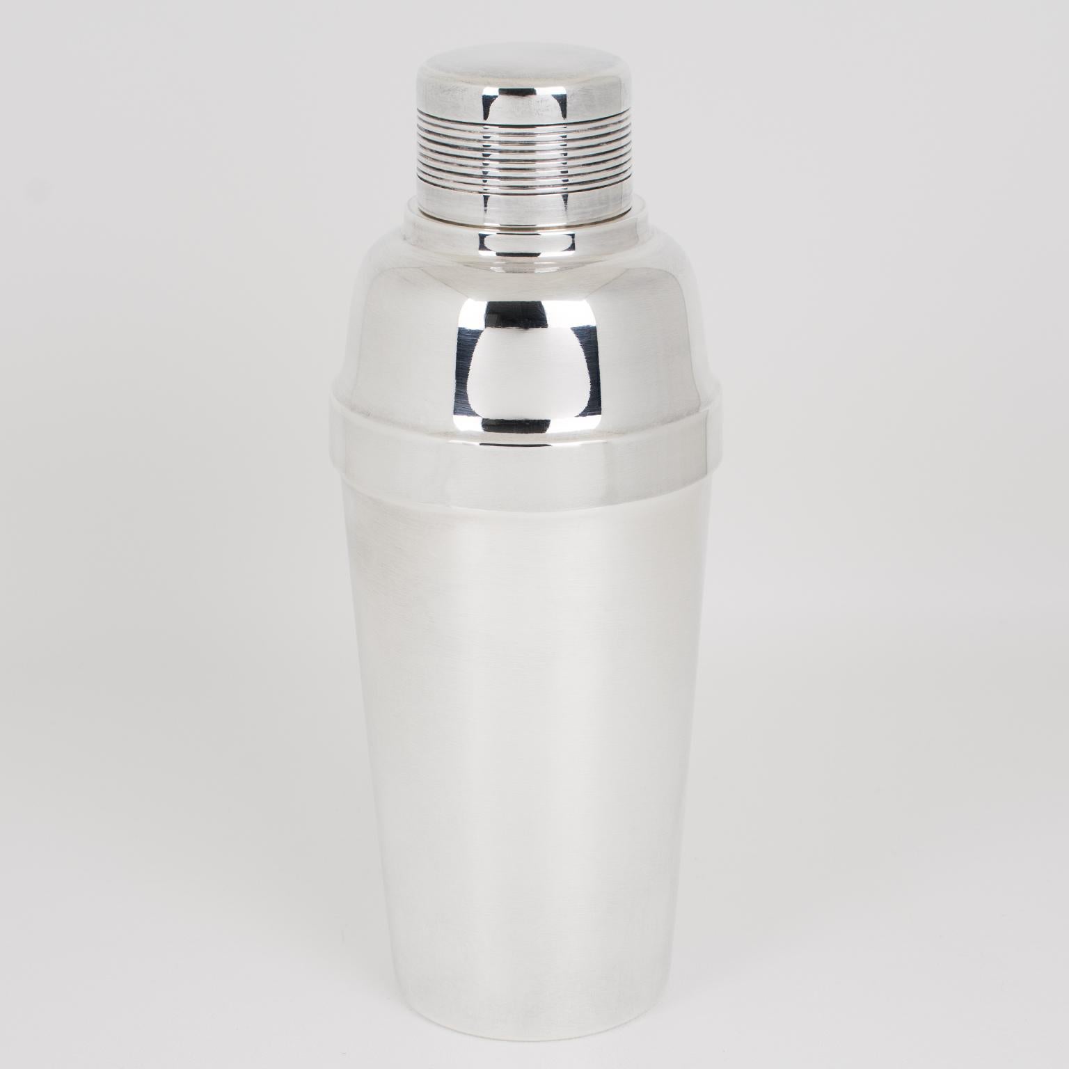 French Art Deco Barware Silver Plate Cocktail Shaker by Ercuis, Paris For Sale 1