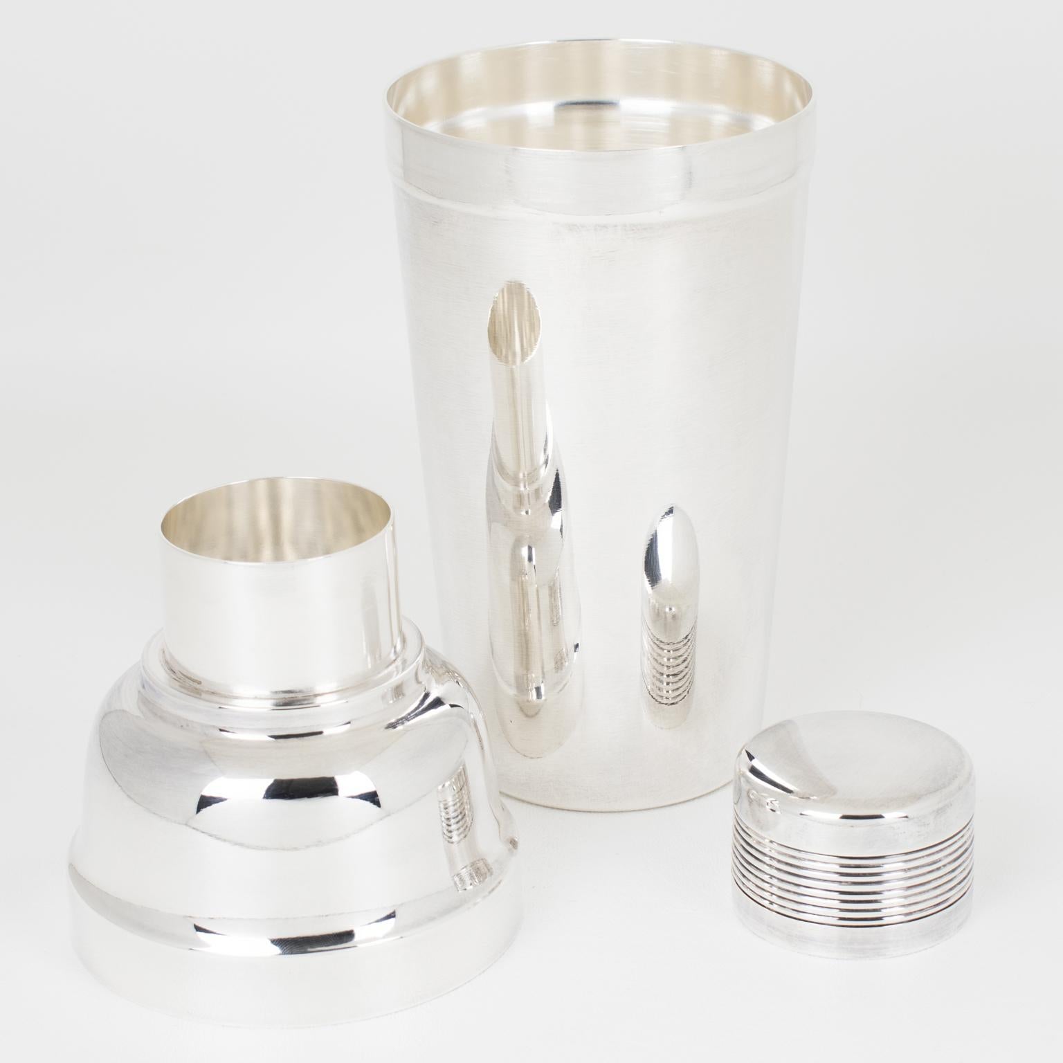 Französischer versilberter Cocktailshaker aus Bargeschirr im Art déco-Stil von Ercuis, Paris im Angebot 2