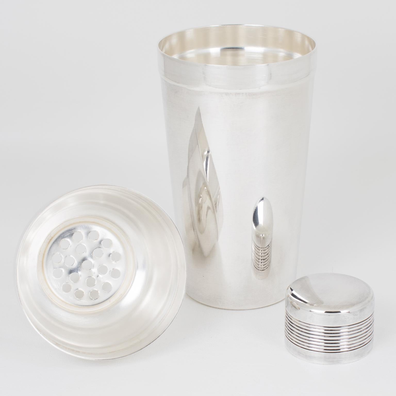 Französischer versilberter Cocktailshaker aus Bargeschirr im Art déco-Stil von Ercuis, Paris im Angebot 3