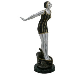 French Art Deco Bather Sculpture, 1930s