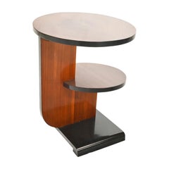 French Art Deco Bauhaus Inspired Parcel Ebonized 2 Tier Side Table Circa 1930