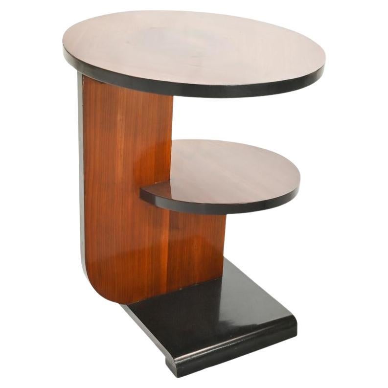 French Art Deco Bauhaus Inspired Parcel Ebonized 2 Tier Side Table Circa 1930 For Sale