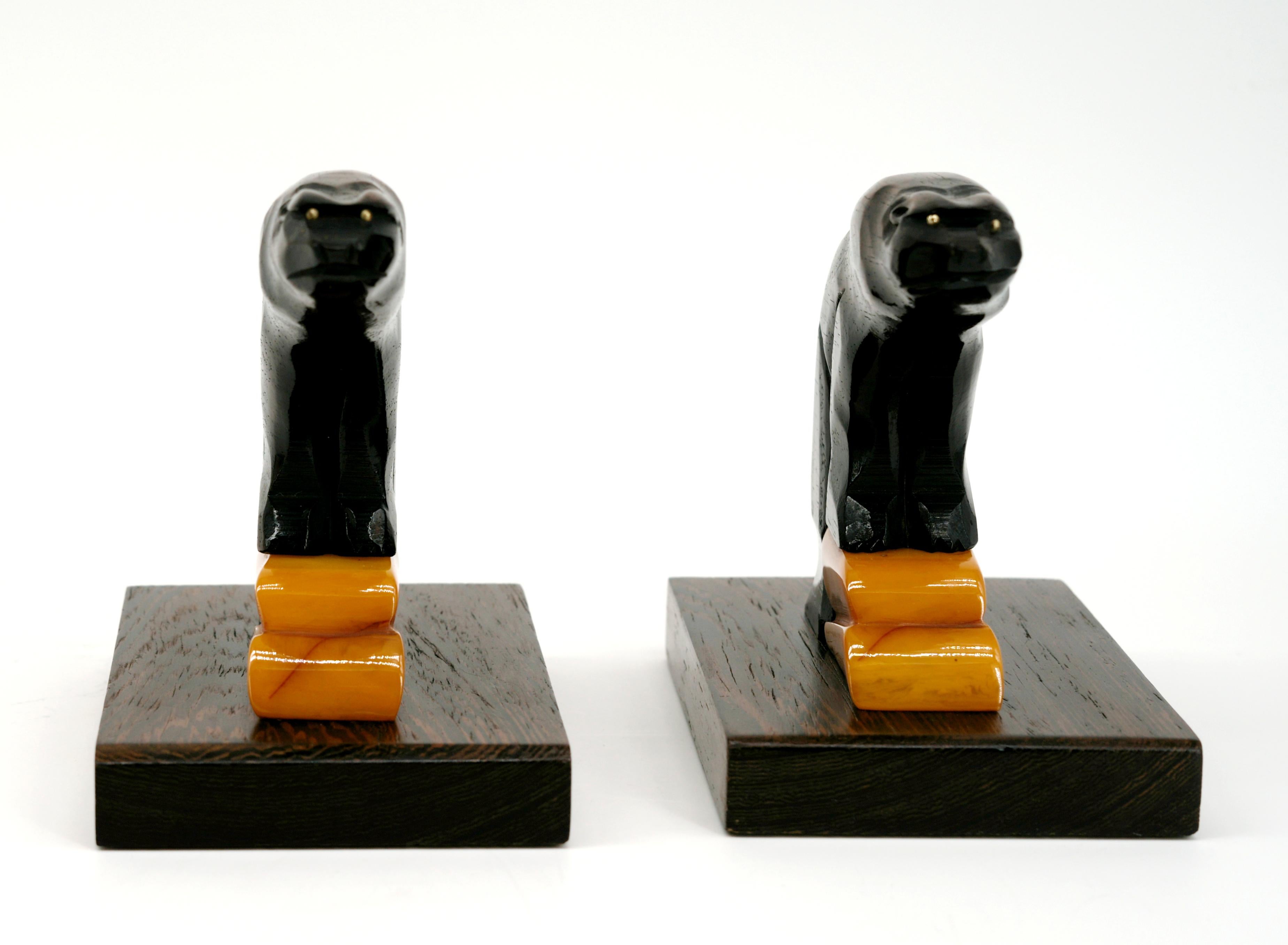 French, Art Deco Bears Bookends, 1930s In Good Condition For Sale In Saint-Amans-des-Cots, FR