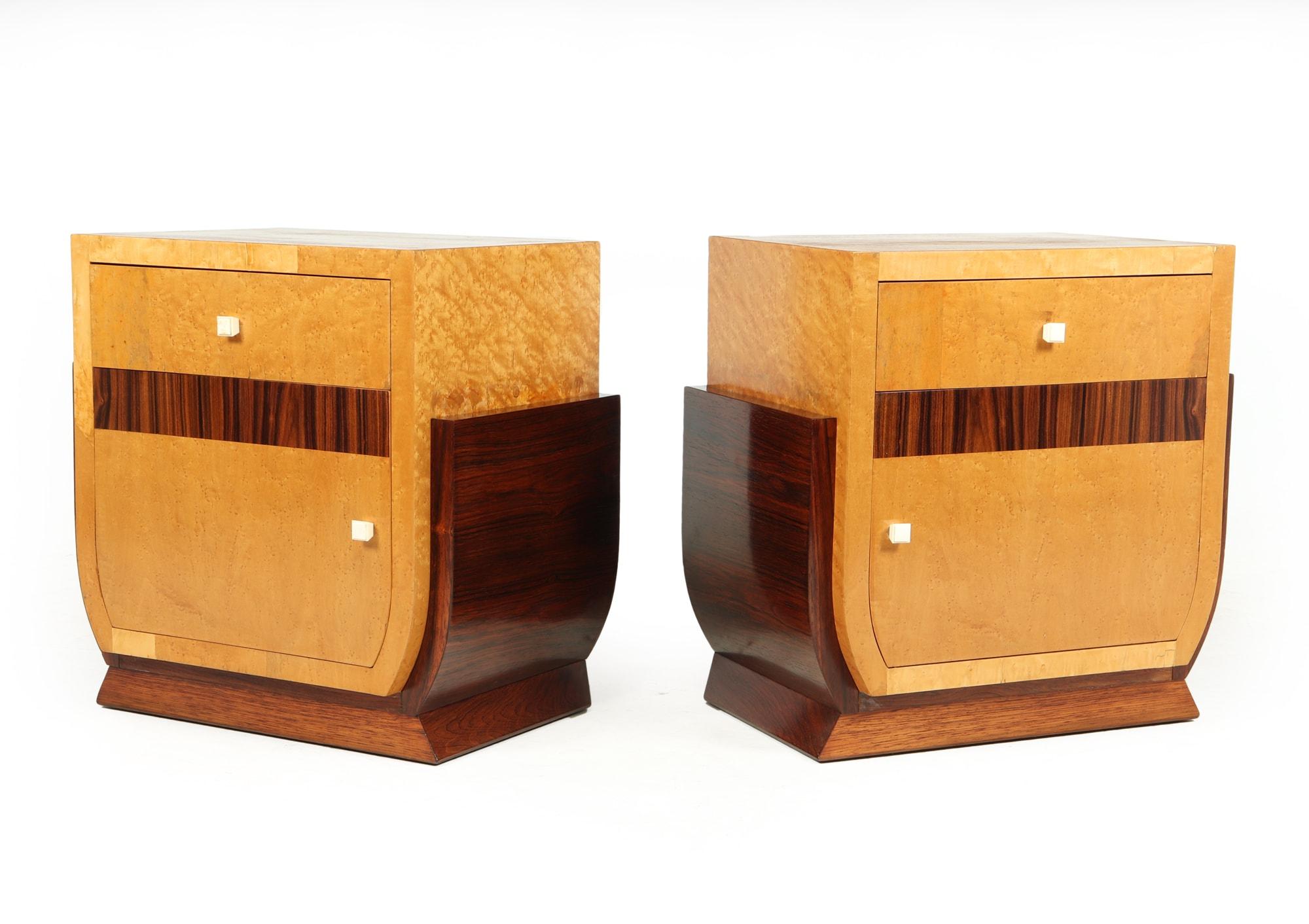 French Art Deco Bedside Cabinets, c1930 In Good Condition In Paddock Wood Tonbridge, GB
