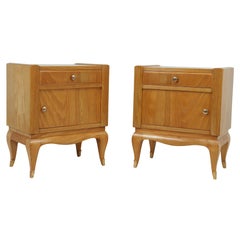 French Art Deco Bedside Cabinets in Cherry