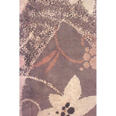 French Art Deco Beige and Brown Wool Rug
