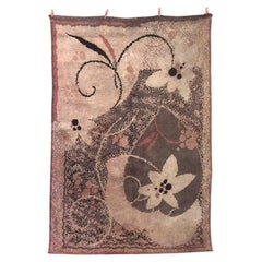 French Art Deco Beige and Brown Wool Rug French Art Deco Beige and Brown Wool Rug